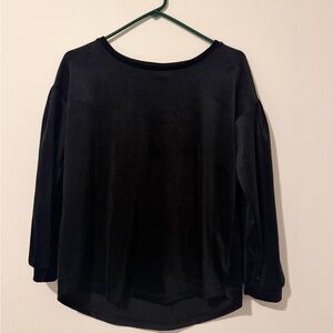 Old Navy Black Velvet Long Sleeve Top Size S Soft Plush Shirt
